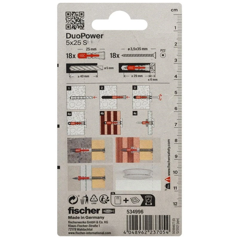 Kaištis Fischer DuoPower, 25 mm x 5 mm, 18 vnt.