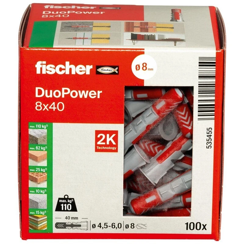 Kaištis Fischer 8x40 mm; 100 vnt.