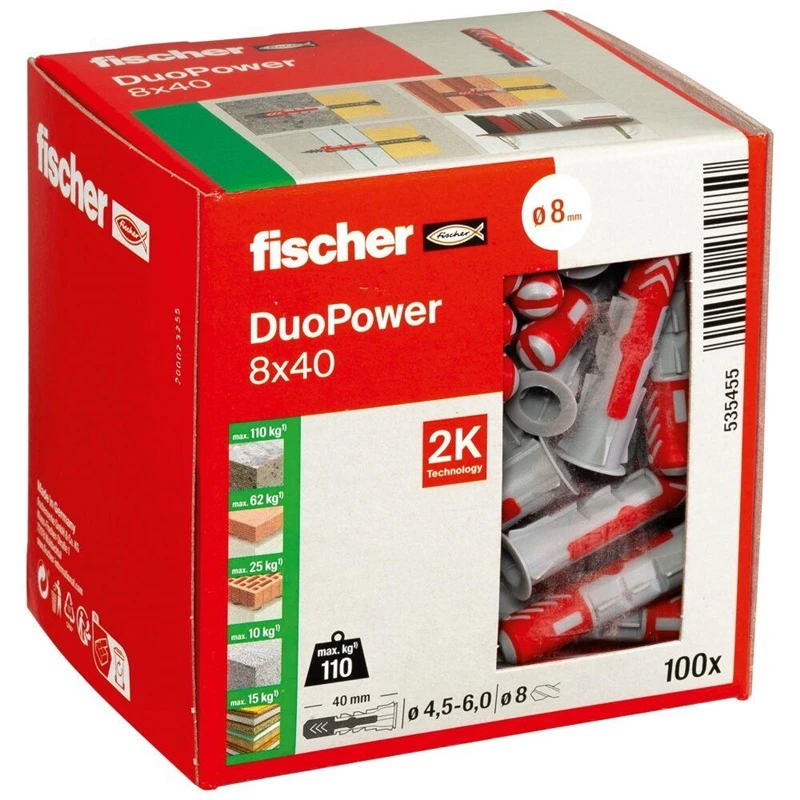 Kaištis Fischer 8x40 mm; 100 vnt.