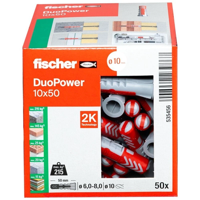 Nailoninis kaištis Fischer 10x50 mm; 50 vnt.