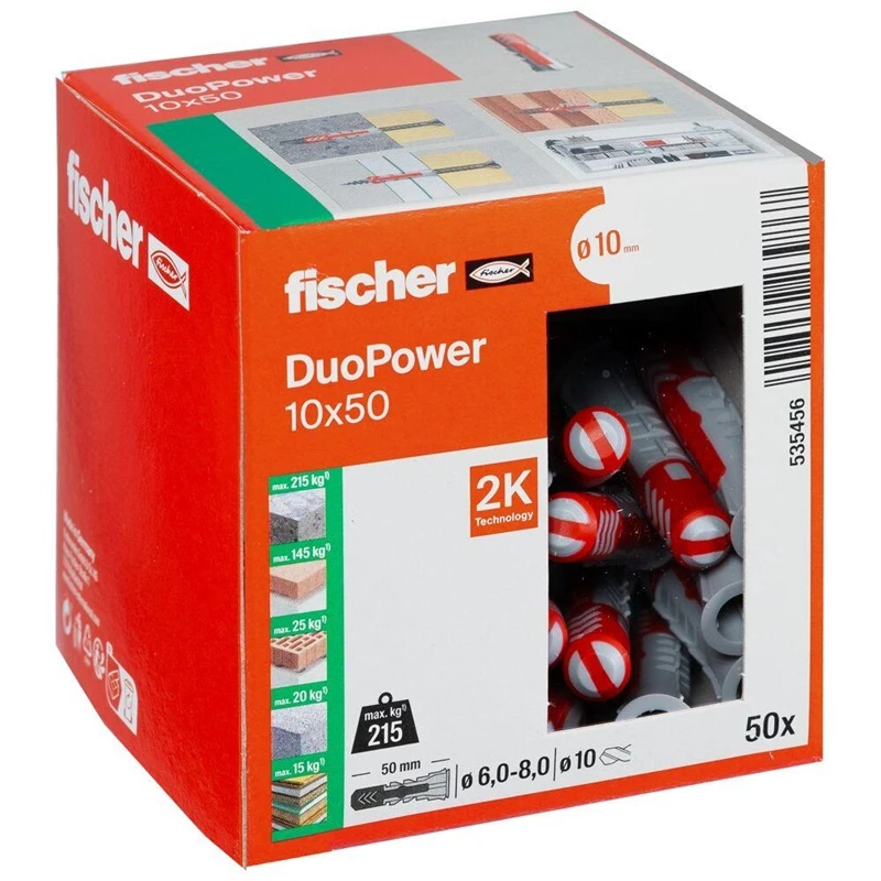 Nailoninis kaištis Fischer 10x50 mm; 50 vnt.