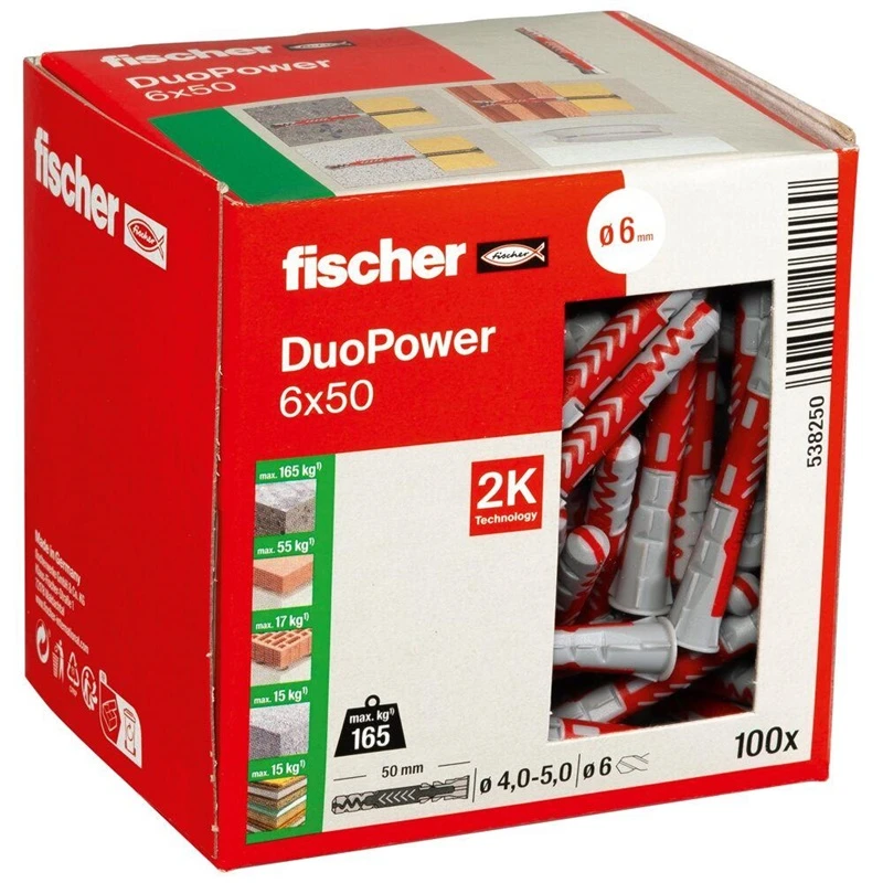 Nailoninis kaištis Fischer LD 6x50 mm; 100 vnt.