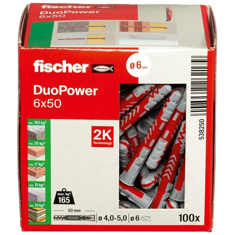 Nailoninis kaištis Fischer LD 6x50 mm; 100 vnt.