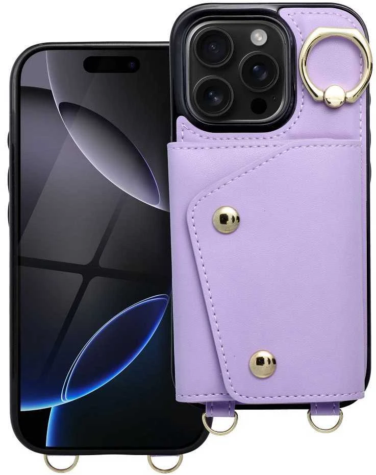OEM dėklas, skirtas „iPhone 16 Wonder“ su pinigine, alyvinės spalvos