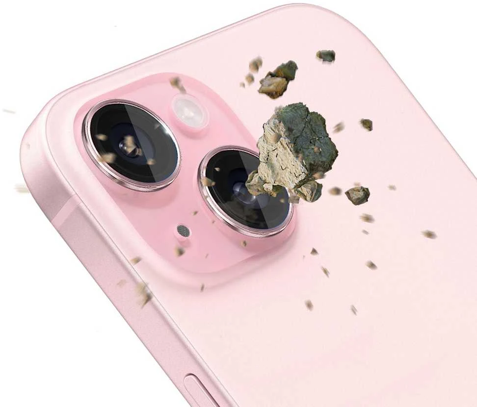 Apsauginis stiklas telefono kamerai Apple iPhone 15 3MK Lens Protection Pro rožinės spalvos
