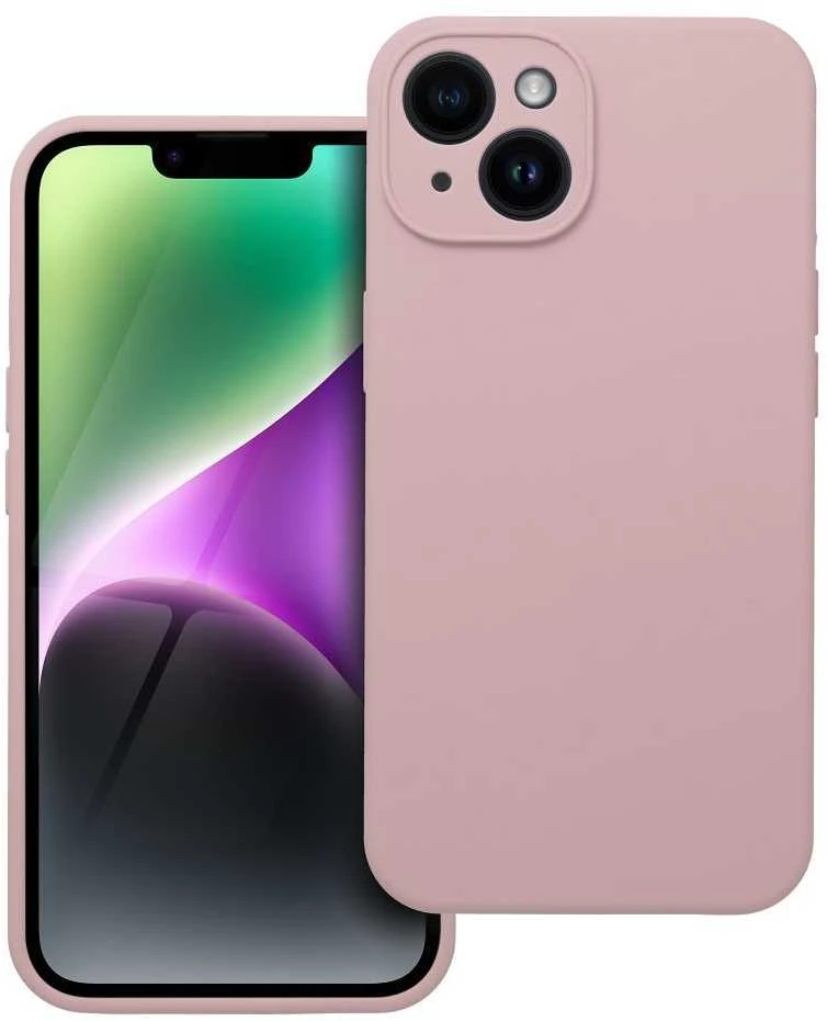 OEM dėklas, skirtas iPhone 14 silikoniniam 2 mm dėklui (apsaugai nuo kameros), rausvos spalvos