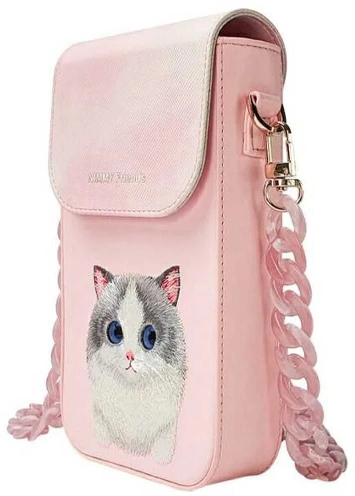 Nimmy 3in1 Set phone bag + wallet + locator case rožinės spalvos Big Eyed Pet 2.0 Cat