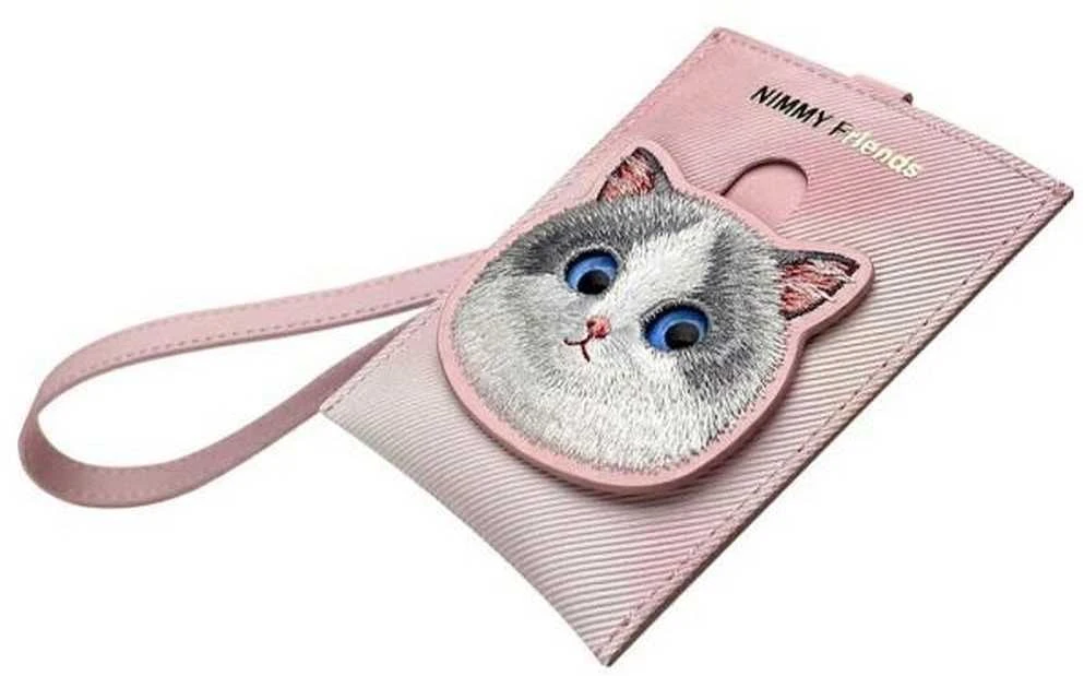 Nimmy 3in1 Set phone bag + wallet + locator case rožinės spalvos Big Eyed Pet 2.0 Cat