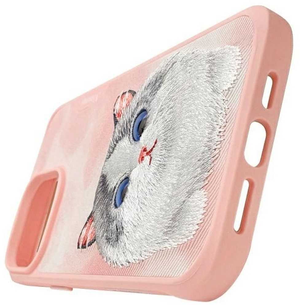 Nimmy Apple iPhone 15 Pro 6.1" dėklas telefonui rožinės spalvos Big Eyed Pet 2.0 Cat