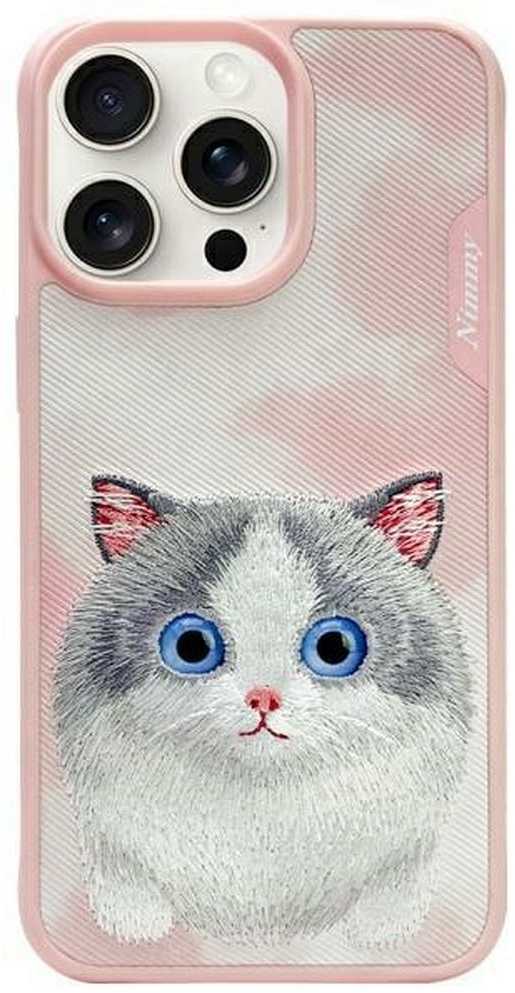 Nimmy Apple iPhone 15 Pro 6.1" dėklas telefonui rožinės spalvos Big Eyed Pet 2.0 Cat