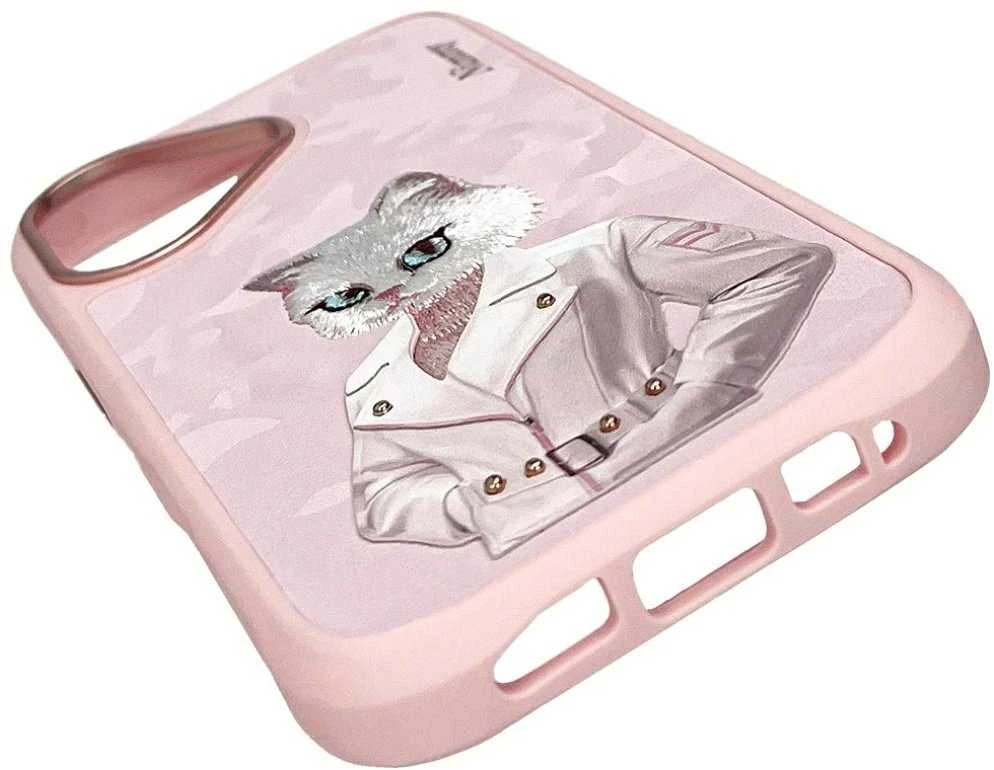 „Nimmy Magnetic“ madingas mielas augintinio formos „MagSafe“ dėklas, skirtas „iPhone 16“ – rožinis