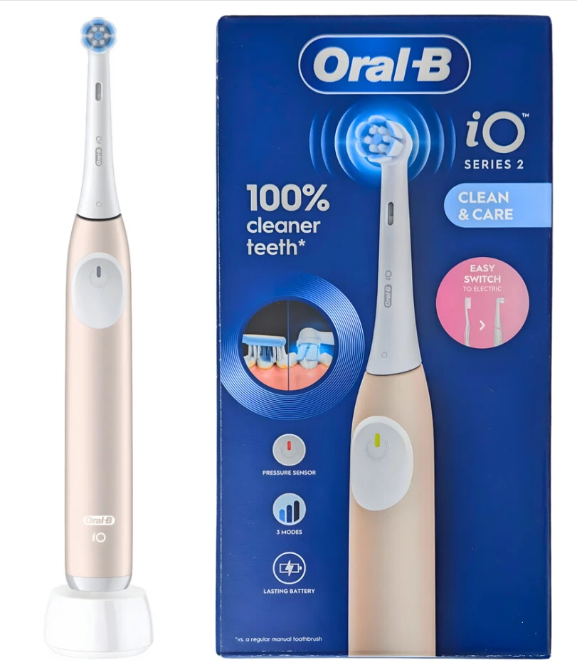 Oral-B iO2 elektrinis dantų šepetėlis, rožinės spalvos