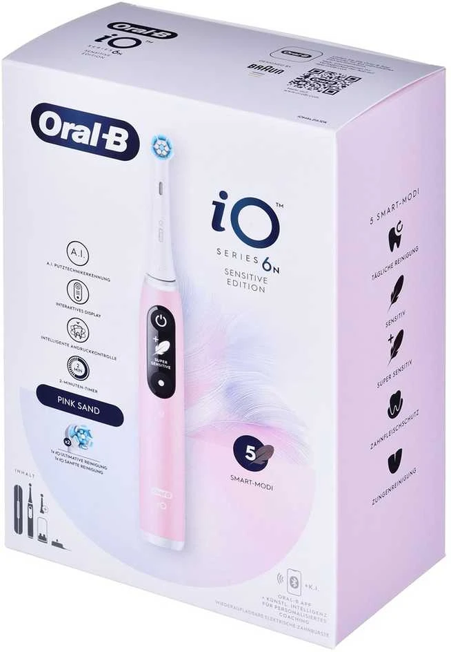 Oral-B Dantų šepetėlis + Travel Case | iO6 | Įkraunamas | Suaugusiems | Šepetėlių skaičius galvutės įeina 1 | Number of teeth brushing modes 5 | Rožinė