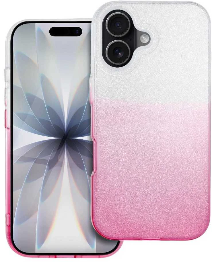 OEM dėklas, skirtas iPhone 17, blizgantis, skaidrus, rožinis