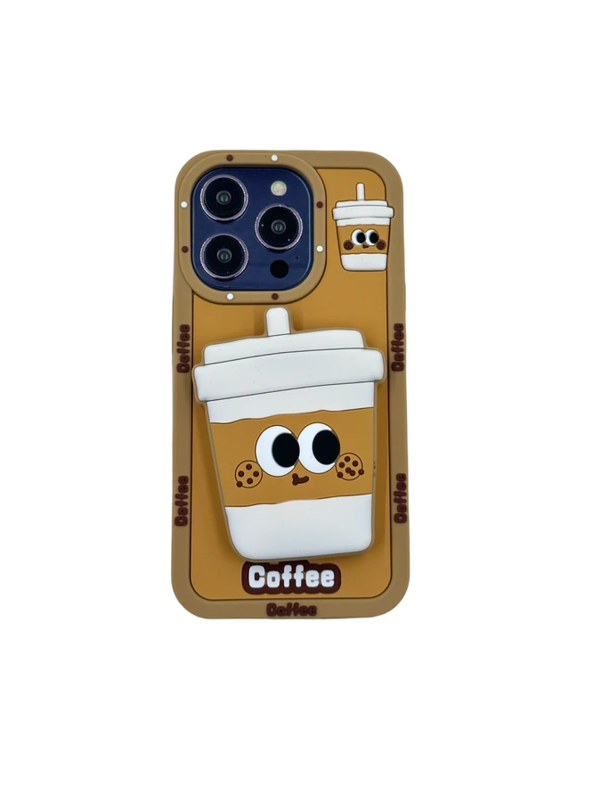 3Dcase DĖKLAS CASE 3D COFFEE WITH STAND IPHONE 14