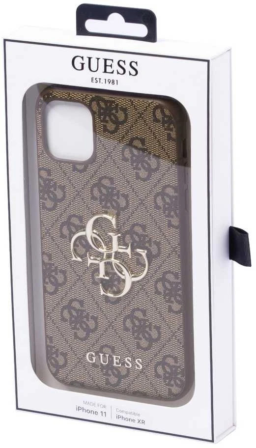 Guess Apple iPhone 11 / XR from the 4G Big Metal Logo series – dėklas telefonui rudos spalvos