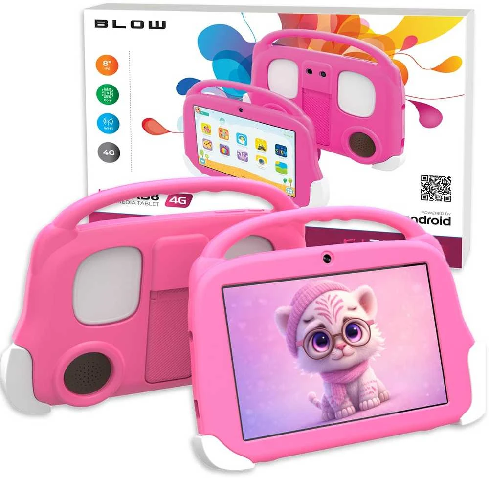 Planšetė Blow KidsTAB8 4G planšetinis kompiuteris 4/64GB rožinis dėklas