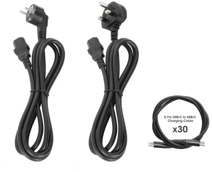 „Manhattan“ „iPad“ įkrovimas iki 13 colių, „MacBook Air“ įkrovimas iki 13 colių ir „Chromebook 14“ įkrovimas su 30 vietų per USB-C (30 W), taip pat kitų planšetinių kompiuterių (su įrenginio ir USB-C laidu), lizdai 404 x 27,6 x 283 mm, pridedami USB-C įkrovimo laidai, spintelė