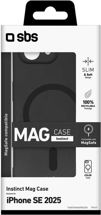 SBS Instinct Mag dėklas iPhone 16e / 17e, suderinamas su MagSafe - Juodas