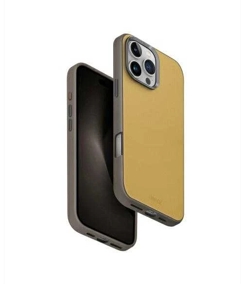UNIQ dėklas Lyden DS Apple iPhone 16 Pro Max 6.9″ Magclick Charging yellow-pilkos spalvos