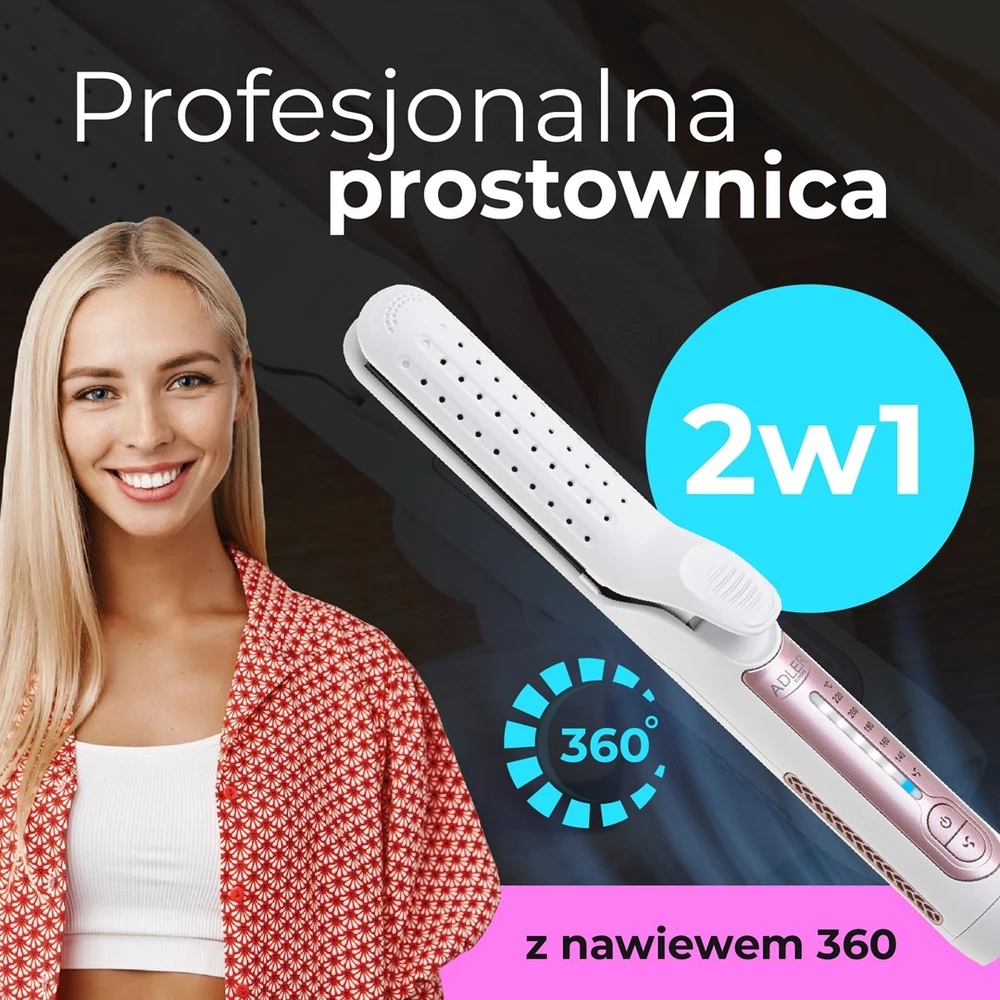 Adler Professional Airflow Styler | AD 2326 | Keraminė šildymo sistema | Temperatūra (min.) 140 °C | Temperatūra (maks.) 220 °C | Šildymo lygių skaičius 5 | Baltas