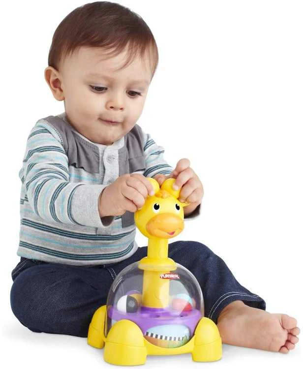 „PlaySkool“ žaislų žirafos veržlės viršuje su rutuliais iš „Hasbro Za5136“