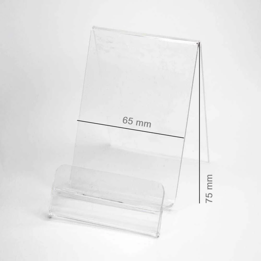 OEM Plexi vertikalus laikiklis / telefono stovas su vieta kainai (Išmanusis telefonas - 65 mm)
