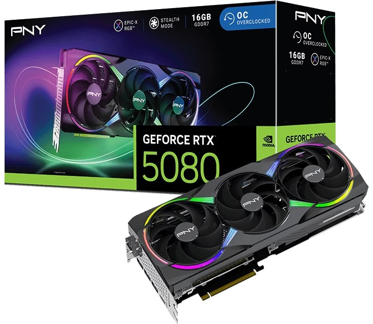 „Pny Technologies“ „GeForce RTX 5080 ARGB OC“ – 16 GB GDDR7 vaizdo plokštė