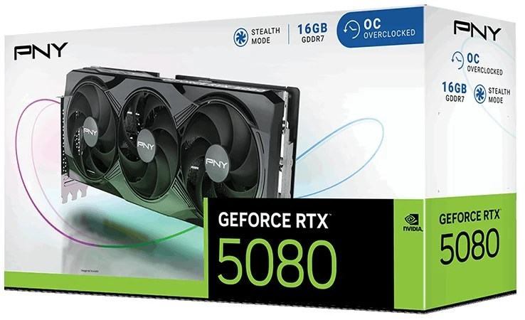 Vaizdo plokštė PNY GeForce RTX 5080 Triple Fan 16GB OC DLSS 4