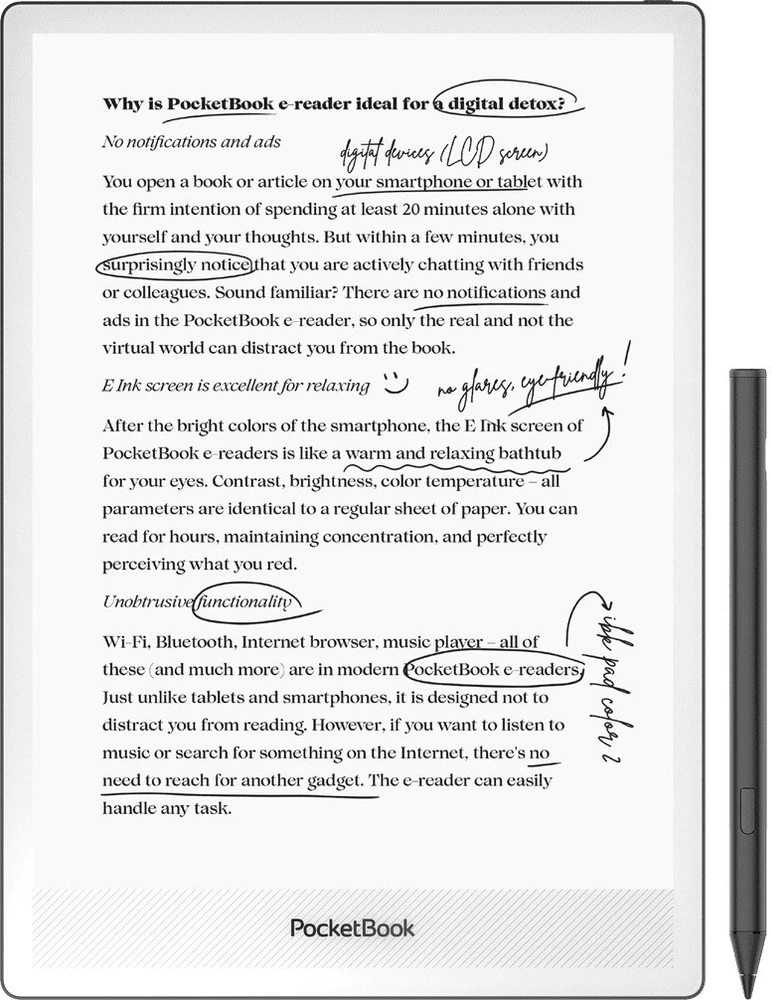 PocketBook InkPad One 1030 10.3" E-ink Mobius 32GB Wi-Fi E-reader – Matte Juodas