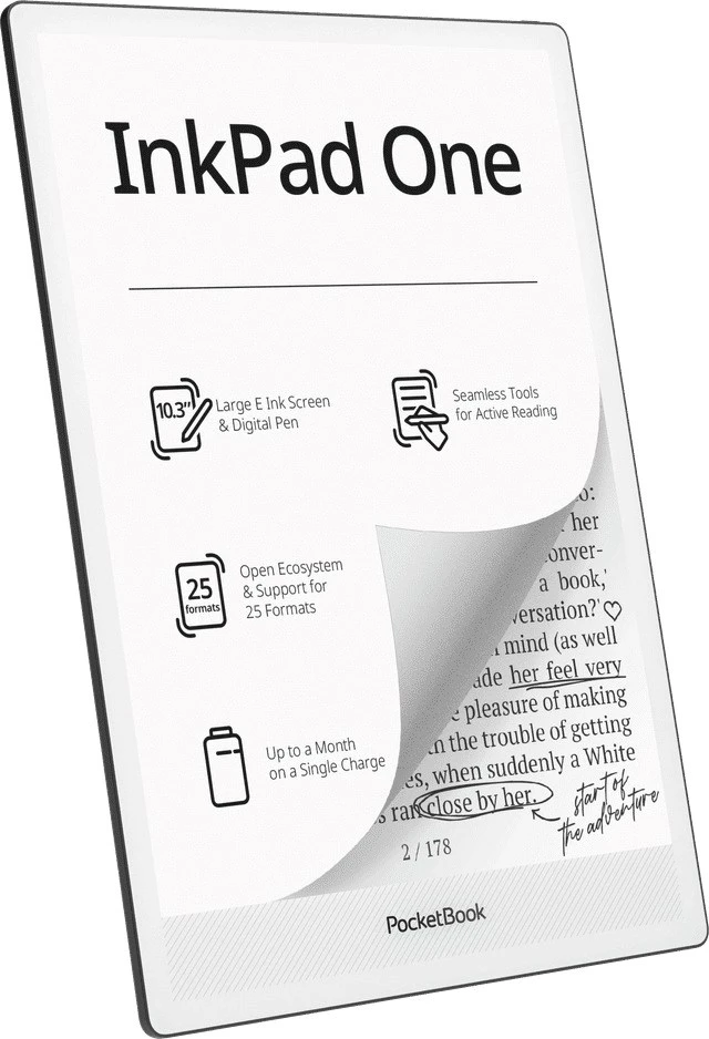PocketBook InkPad One 1030 10.3" E-ink Mobius 32GB Wi-Fi E-reader – Matte Juodas