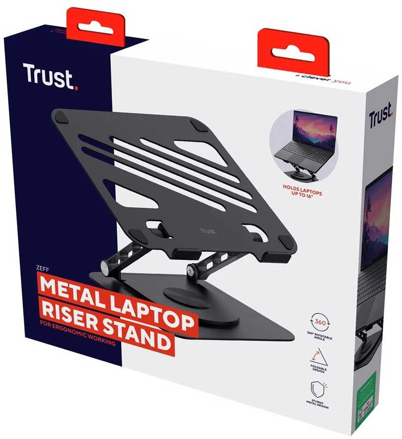 Trust Zeff Metal Juodas - notebook stand 40.6 cm (16"), juodas