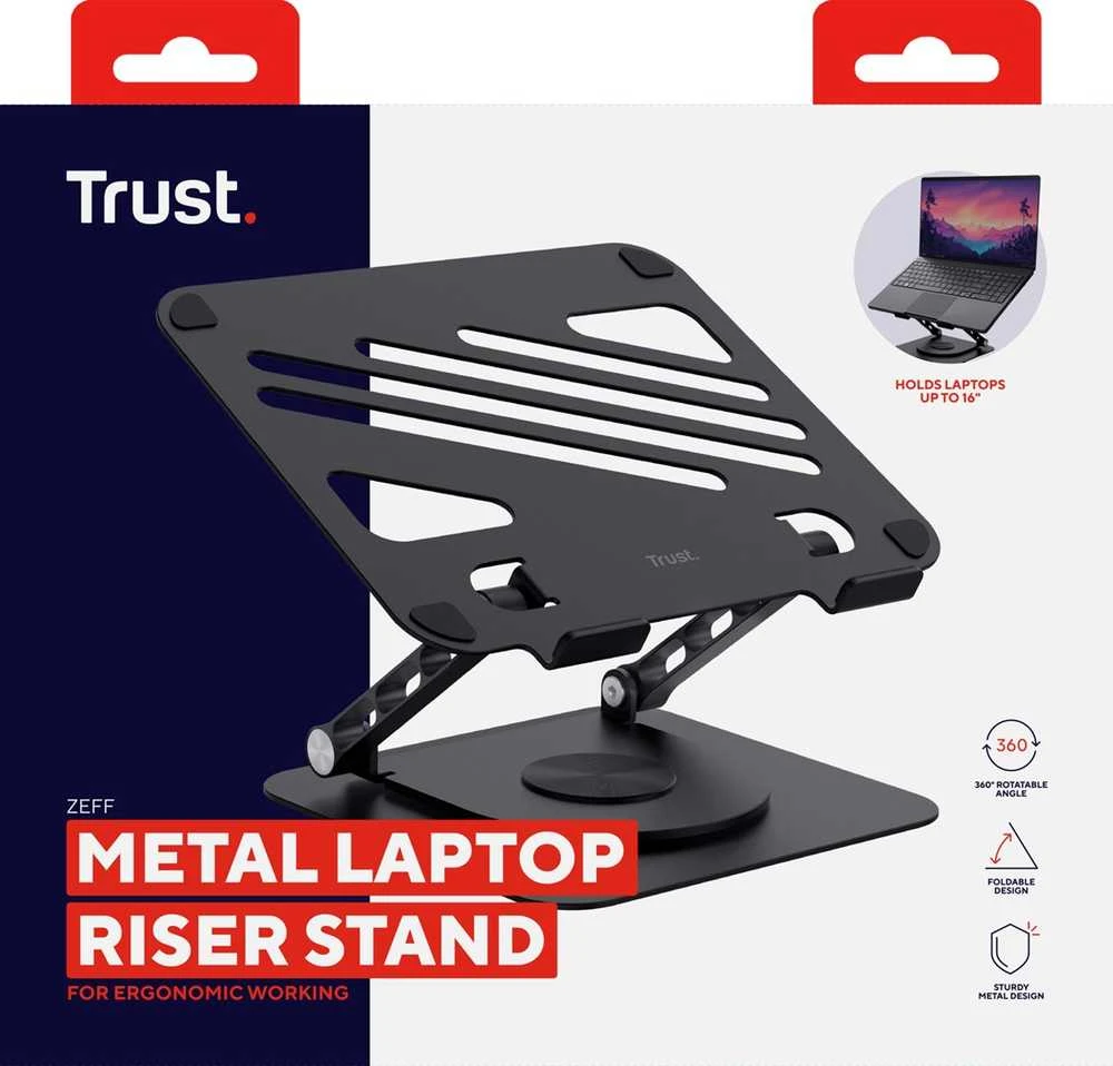 Trust Zeff Metal Juodas - notebook stand 40.6 cm (16"), juodas