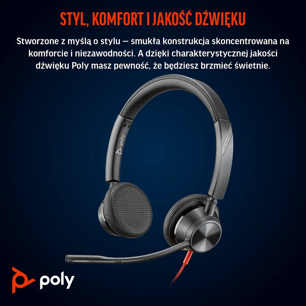 „Hewlett Packard“ (HP) „HP Poly Blackwire 3325“ stereofoninis „Microsoft Teams“ sertifikuotas USB-C Ausinės +3,5 mm kištukas + USB-C/A adapteris