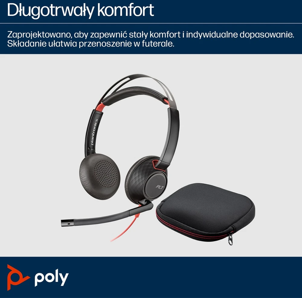 Hewlett Packard (HP) Poly Blackwire 5220 Stereo USB-C Ausinės +3.5mm Plug +USB-C/A Adapteris (207576-201)