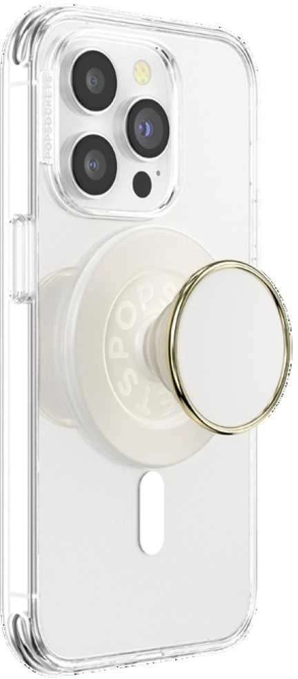 Laikiklis ir stovas telefonui „Popsockets Round Luxe Coconut Creme Enamel MagSafe“ smėlio spalvos 8