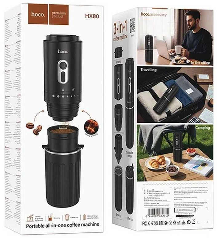 Kavos aparatas Portable all in one kavos virimo aparatas Hoco HX80 juodas