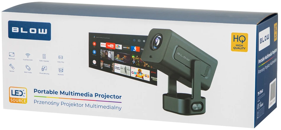 BLOW AndroidTV HD Cinema SOUND nešiojamas projektorius + Juodas dėklas