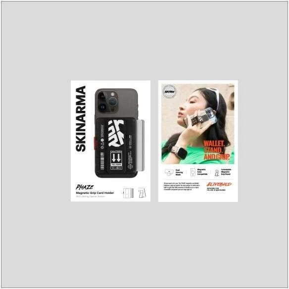 Dėklas Wallet Skinarma Mirage Phaze Magnetic Grip Stand juodos spalvos