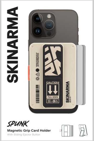 Dėklas Piniginė „Skinarma Mirage Spunk“ su magnetiniu laikiklio stovu dramblio kaulo spalvos
