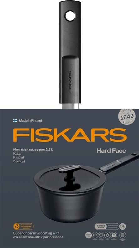 Fiskars Hard Face puodas su viena rankena 2,5L