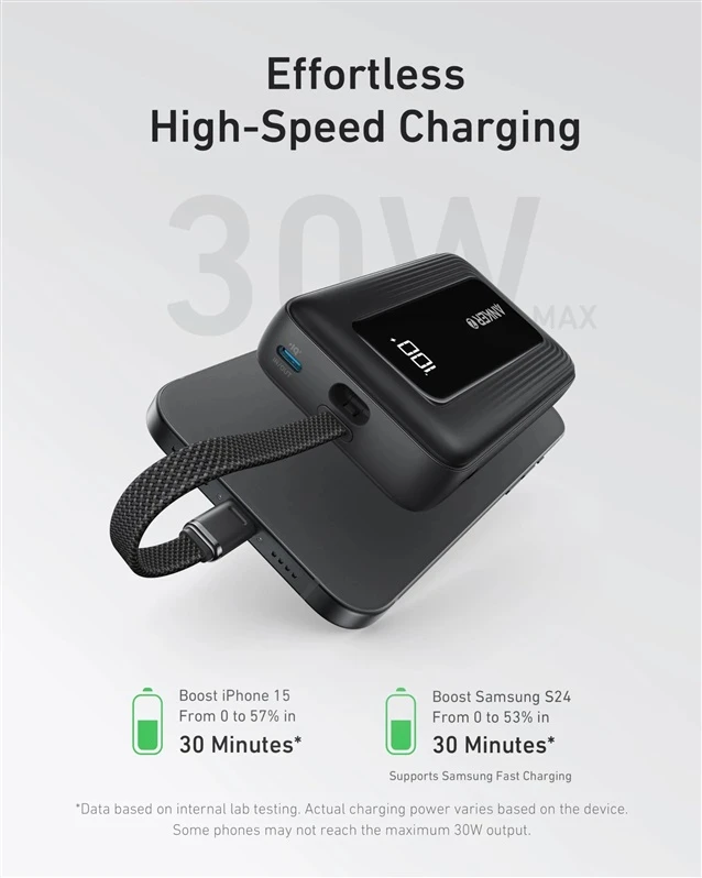 Power bank Anker A1689H11. 20000 mAh. 30 W. juodas