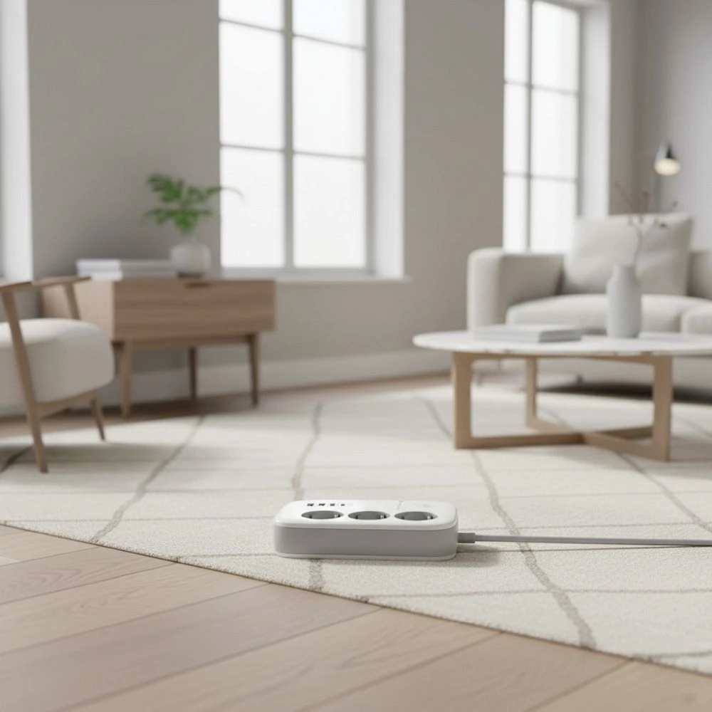 Power strip Forcell F-Energy 3 sockets + USB C 30W + 3 x USB A QC3.0 PD + WiFi Tuya, SmartLife, Alexa 10A 2500W VT-PS03 baltas