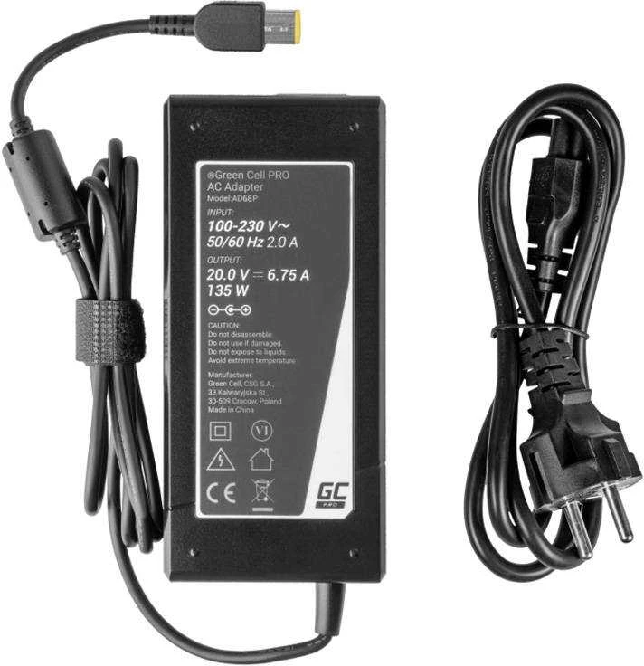 GREENCELL AD68P įkroviklis / kintamosios srovės adapteris Žalias Cell PRO 20V 6.75A 135W, skirtas Lenovo Y70 Y50-70 Y70 Y70