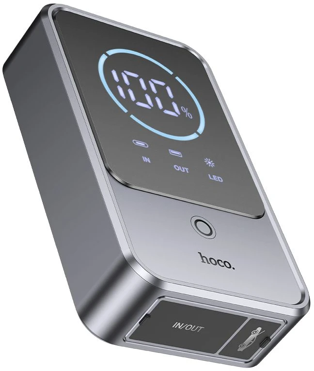 Powerbank 10000 mAh 2,4A 18W with a car jump-start function Hoco QS7 metal pilka
