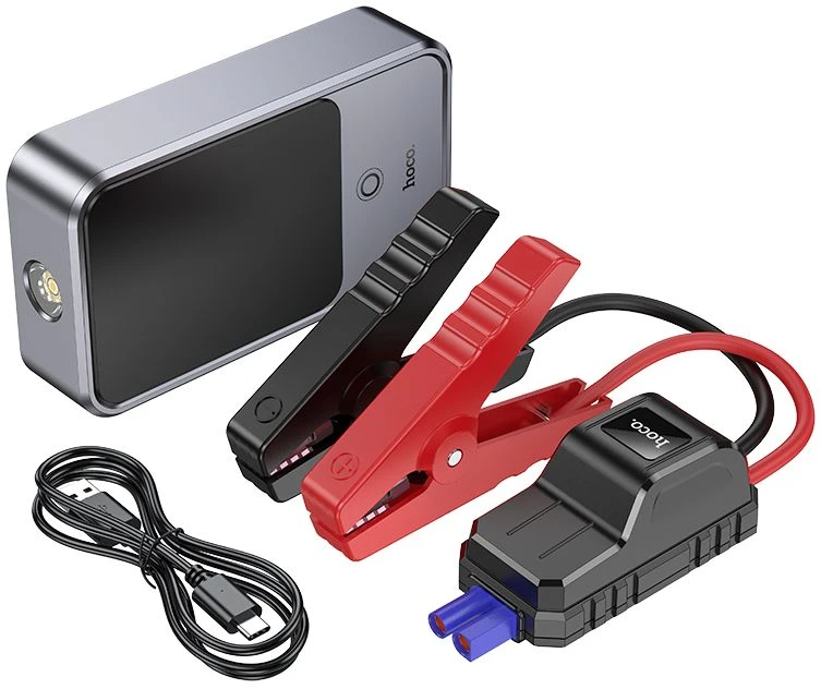 Powerbank 10000 mAh 2,4A 18W with a car jump-start function Hoco QS7 metal pilka