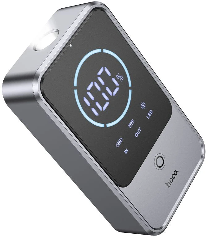 Powerbank 10000 mAh 2,4A 18W with a car jump-start function Hoco QS7 metal pilka