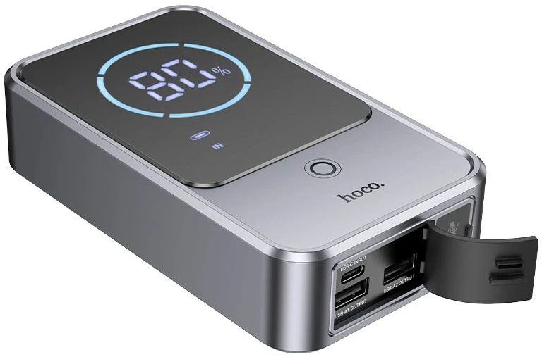 Powerbank 10000 mAh 2,4A 18W with a car jump-start function Hoco QS7 metal pilka