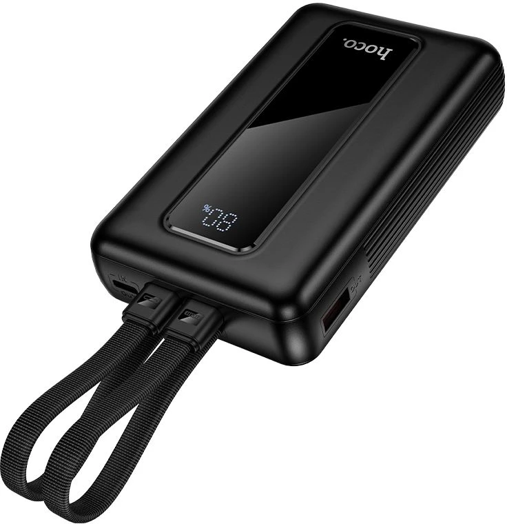 Powerbank 20000 mAh QC PD 22,5W with built-in cables USB C+ Lightning Hoco J162A juodas