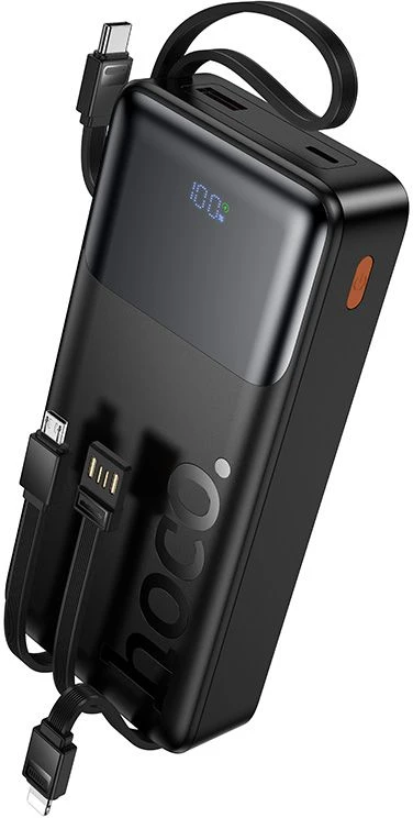 Powerbank 20000 mAh QC PD 2A 22,5W with built-in cables USB A + USB C + Lightning + Micro USB Hoco J156A juodas